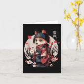 Japans Samurai Dog Tattoo Kawaii Ninja Dog Kaart (Gele Bloem)