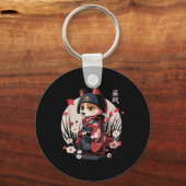 Japans Samurai Dog Tattoo Kawaii Ninja Dog Sleutelhanger (Voorkant)