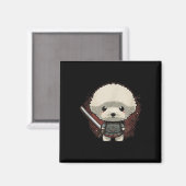 Japans Samurai Dog Tattoo, Kawaii Ninja Magneet (Voorkant / Achterkant)