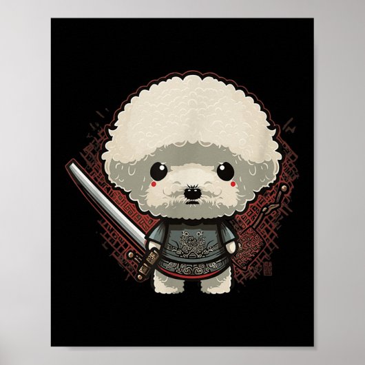 Japans Samurai Dog Tattoo,  Kawaii Ninja Poster (Voorkant)