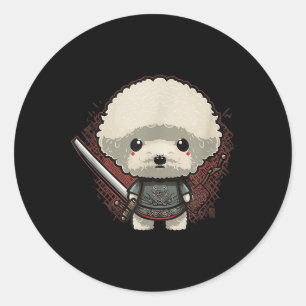 Japans Samurai Dog Tattoo,  Kawaii Ninja Ronde Sticker