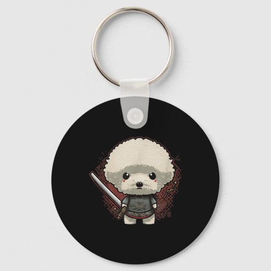 Japans Samurai Dog Tattoo, Kawaii Ninja Sleutelhanger (Voorkant)