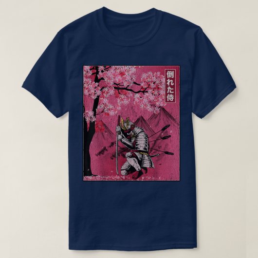 Japans Samurai Fallen Warrior Cherry Blossom Vin T-shirt (Design voorkant)