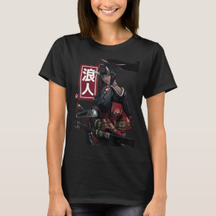 Japans Samurai Girl en Sakura Cherry bl T-shirt