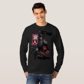 Japans Samurai Girl en Sakura Cherry bl T-shirt (Voorkant volledig)