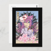 Japans Samurai Girl Mask Anime Otaku Briefkaart (Voorkant / Achterkant)