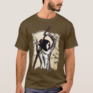 Japans Samurai Girl Sword Japan Tattooed Vrouw T-shirt