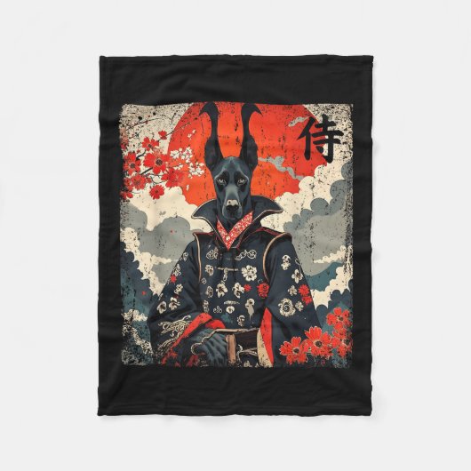 Japans Samurai Groot Deens Tattoo Kawaii Ukiyo-e Fleece Deken (Voorkant)