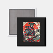 Japans Samurai Groot Deens Tattoo Kawaii Ukiyo-e Magneet (Voorkant / Achterkant)