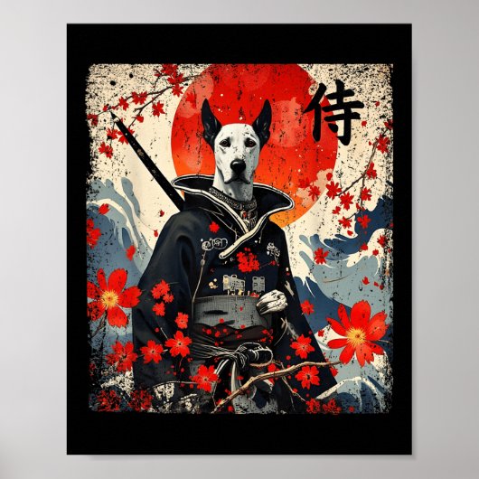 Japans Samurai Groot Deens Tattoo Kawaii Ukiyo-e Poster (Voorkant)