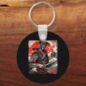 Japans Samurai Groot Deens Tattoo Kawaii Ukiyo-e Sleutelhanger (Voorkant)