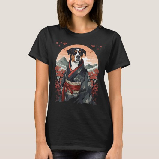  Japans Samurai Groot Zwitsers bergdok T-shirt (Voorkant)