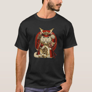 Japans Samurai Maneki Neko Cat Bushido esthetisch T-shirt