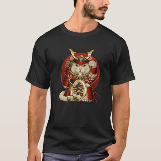 Japans Samurai Maneki Neko Cat Bushido esthetisch T-shirt (Voorkant)