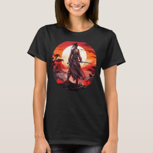 Japans Samurai Meisje Retro Sakura Cherry T-shirt