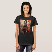 Japans Samurai Meisje Retro Sakura Cherry T-shirt (Voorkant volledig)