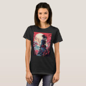Japans Samurai Meisje Retro Sakura Cherry T-shirt (Voorkant volledig)