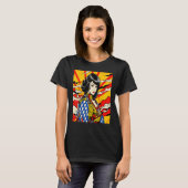 Japans Samurai Meisje Retro Sakura Cherry T-shirt (Voorkant volledig)