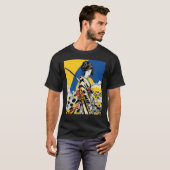 Japans Samurai Meisje Retro Sakura Cherry T-shirt (Voorkant volledig)