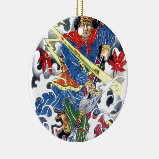 Japans Samurai met tattoo Spear Keramisch Ornament (Rechts)