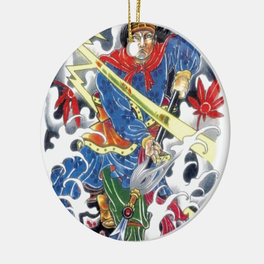 Japans Samurai met tattoo Spear Keramisch Ornament (Links)