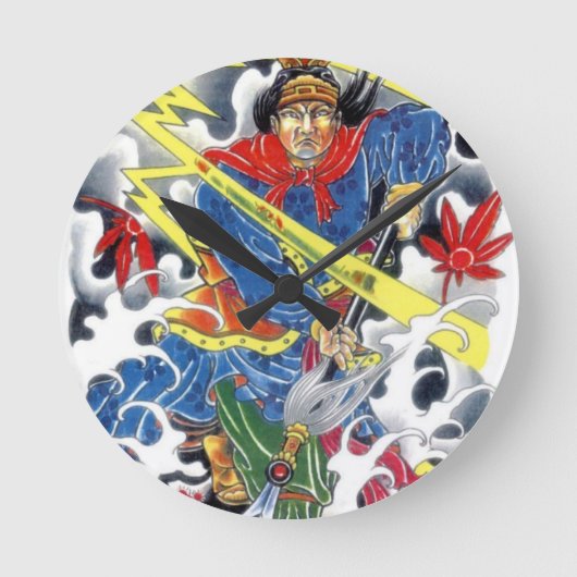 Japans Samurai met tattoo Spear Ronde Klok (Voorkant)