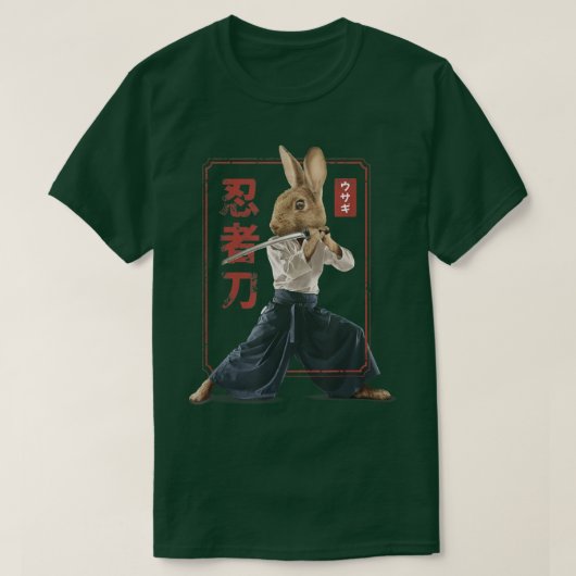 Japans Samurai Ninja Bunny Rabbit Kawaii Tattoo T-shirt (Design voorkant)