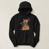 Japans Samurai Ninja Cat Kawaii Tattoo Grafisch Hoodie (Design voorkant)
