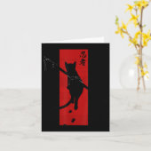 Japans Samurai Ninja Cat Kawaii Tattoo Grafisch Kaart (Gele Bloem)
