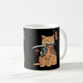 Japans Samurai Ninja Cat Kawaii Tattoo Grafisch Koffiemok (Voorkant rechts)
