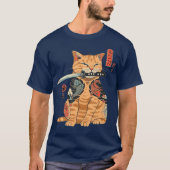 Japans Samurai Ninja Cat Kawaii Tattoo Grafisch T-shirt (Voorkant)