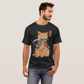 Japans Samurai Ninja Cat Kawaii Tattoo Grafisch T-shirt (Voorkant volledig)