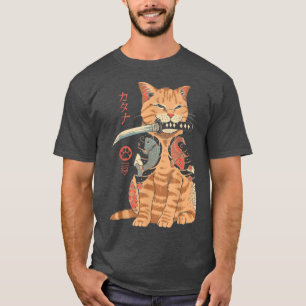 Japans Samurai Ninja Cat Kawaii Tattoo Grafisch T T-shirt
