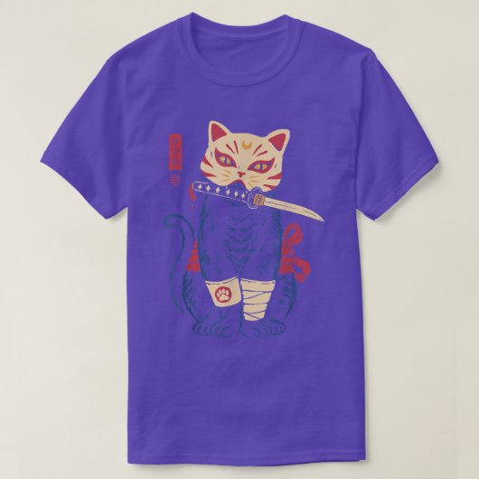 Japans Samurai Ninja Cat Kitsune Masker T-shirt (Design voorkant)