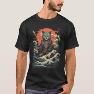 Japans Samurai Ninja Cat Retro Tattoo Grafisch # T-shirt