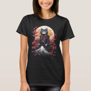 Japans Samurai Ninja Cat Retro Tattoo Grafisch # T-shirt