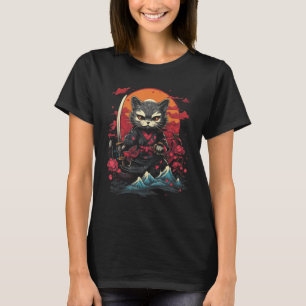 Japans Samurai Ninja Cat Retro Tattoo Grafisch # T-shirt