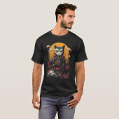 Japans Samurai Ninja Cat Retro Tattoo Grafisch # T-shirt (Voorkant volledig)