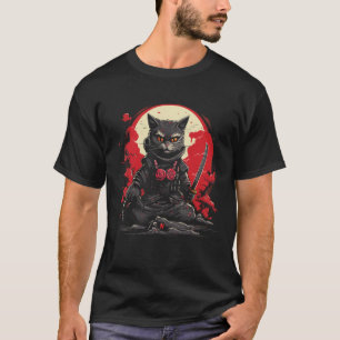 Japans Samurai Ninja Cat Retro Tattoo Grafisch # T-shirt