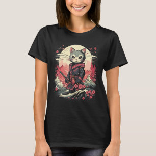 Japans Samurai Ninja Cat Retro Tattoo Grafisch # T-shirt