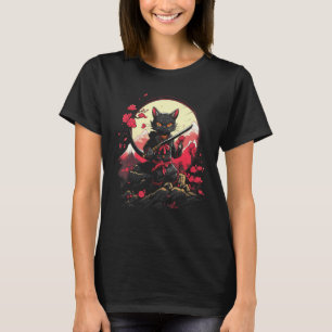 Japans Samurai Ninja Cat Retro Tattoo Grafisch # T-shirt
