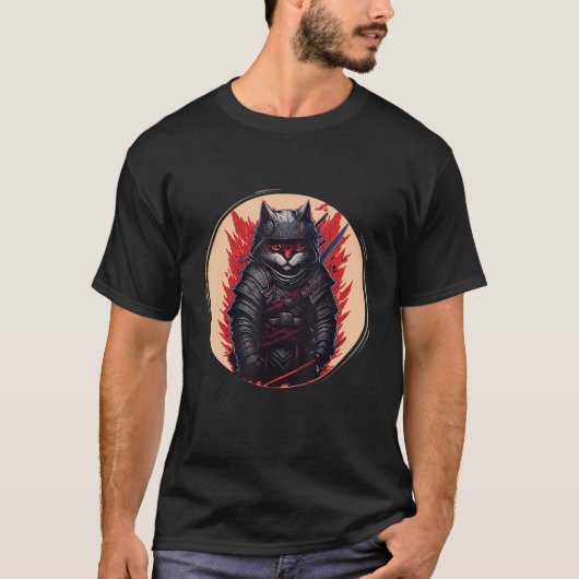 Japans Samurai Ninja Cat T-shirt (Voorkant)