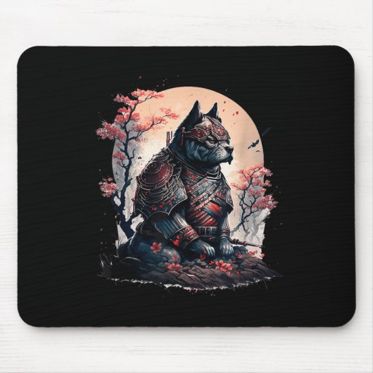 Japans Samurai Ninja Dog Tattoo Graphic Voor Manne Muismat (Voorkant)