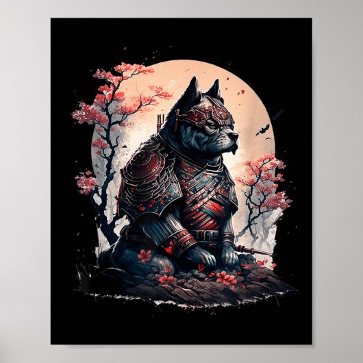 Japans Samurai Ninja Dog Tattoo Graphic Voor Manne Poster (Voorkant)