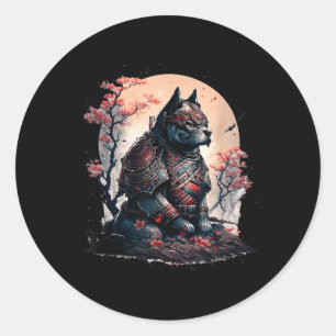 Japans Samurai Ninja Dog Tattoo Graphic Voor Manne Ronde Sticker