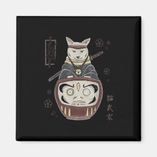 Japans Samurai Ninja kat op Daruma Traditional T Magneet