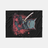  Japans Samurai Ninja Kat Tattoo Kawaii Fleece Deken (Voorkant (Horizontaal))