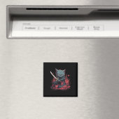 Japans Samurai Ninja Kat Tattoo Kawaii Magneet (Insitu (Vaatwasser))