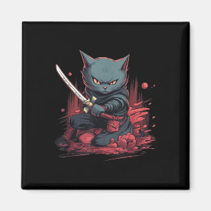 Japans Samurai Ninja Kat Tattoo Kawaii Magneet
