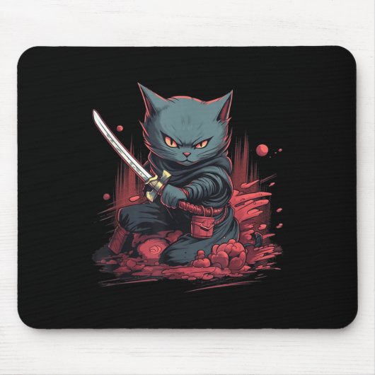 Japans Samurai Ninja Kat Tattoo Kawaii Muismat (Voorkant)